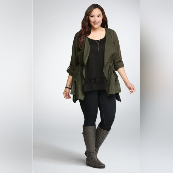 torrid Jackets & Blazers - Torrid Drape Front Hooded Anorak Olive Green Jacket Size 4 (26) NWT